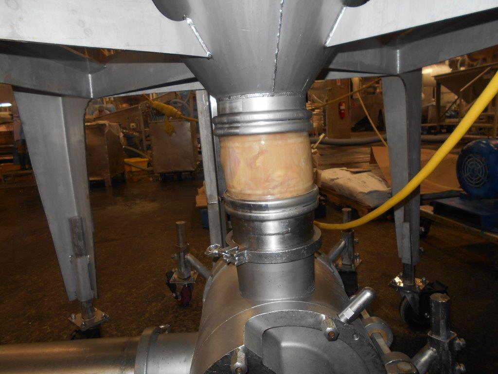 Raw chicken slurry in BFM fitting connector