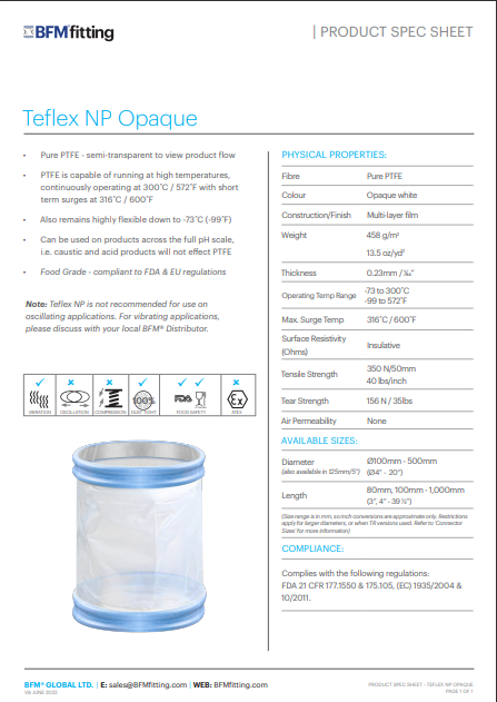 BFM Teflex NP Opaque Spec Sheet